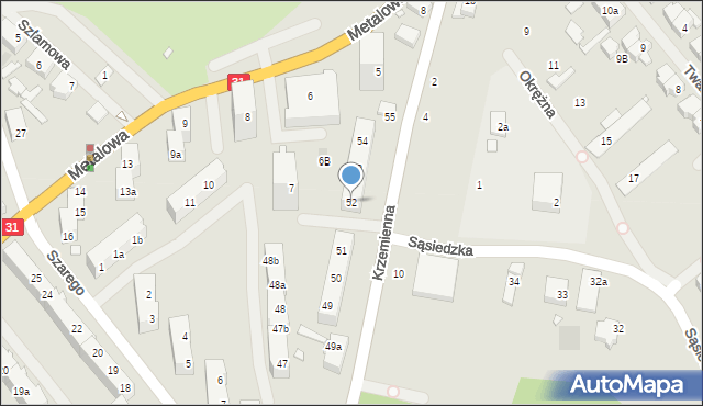 Szczecin, Krzemienna, 52, mapa Szczecina