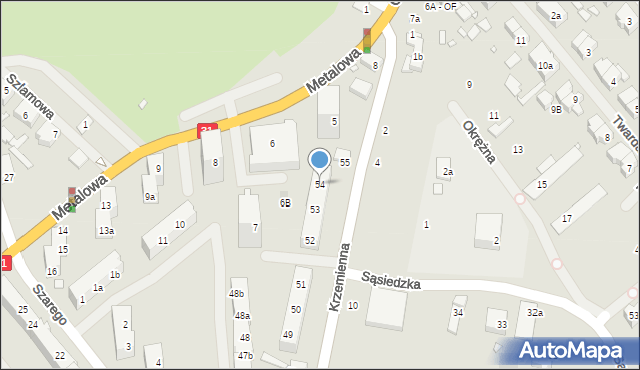 Szczecin, Krzemienna, 54, mapa Szczecina