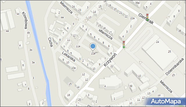 Szczecin, Krzywoń Anieli, 11a, mapa Szczecina