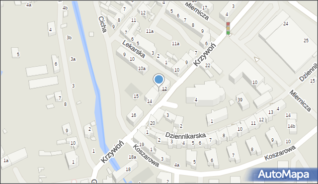 Szczecin, Krzywoń Anieli, 13, mapa Szczecina