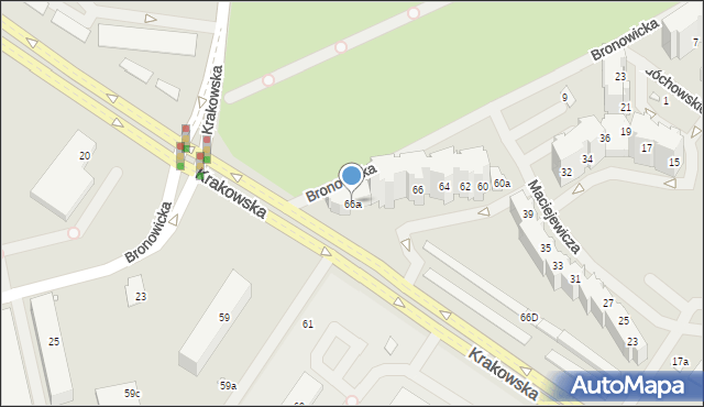 Szczecin, Krakowska, 66a, mapa Szczecina