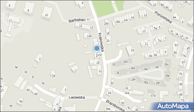 Szczecin, Krakowska, 17, mapa Szczecina