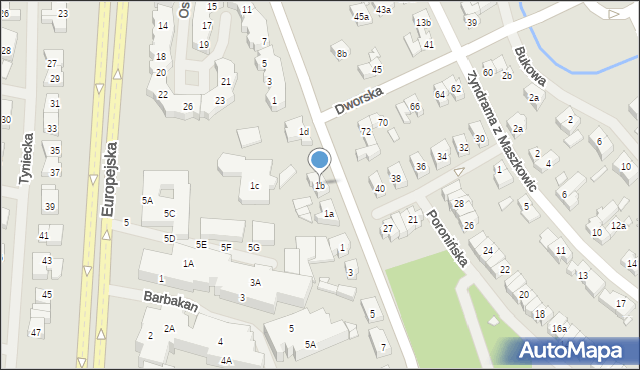 Szczecin, Krakowska, 1b, mapa Szczecina