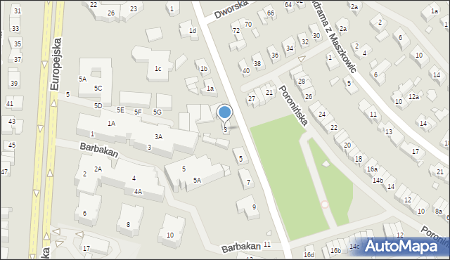 Szczecin, Krakowska, 3, mapa Szczecina