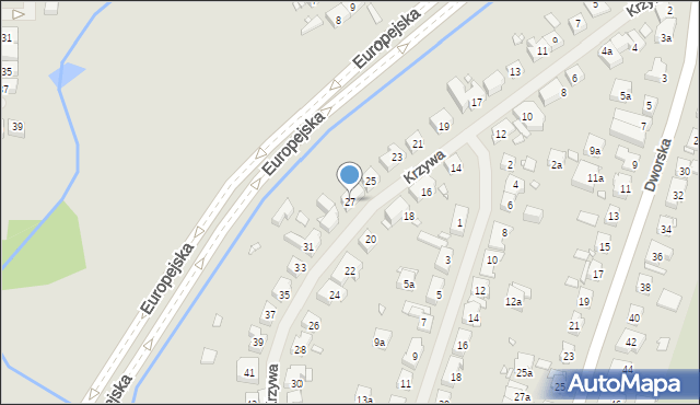 Szczecin, Krzywa, 27, mapa Szczecina