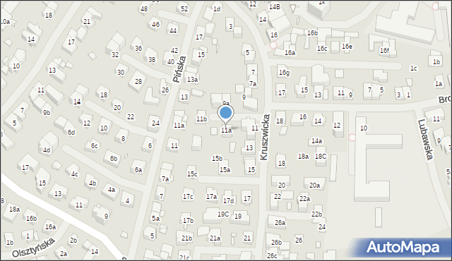 Szczecin, Kruszwicka, 11a, mapa Szczecina