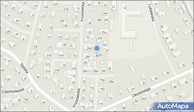 Szczecin, Kruszwicka, 26, mapa Szczecina