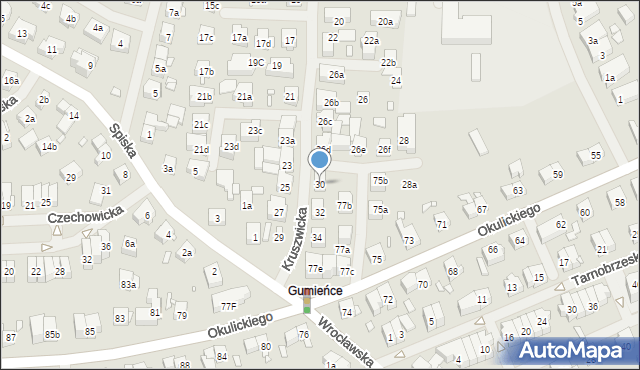 Szczecin, Kruszwicka, 30, mapa Szczecina