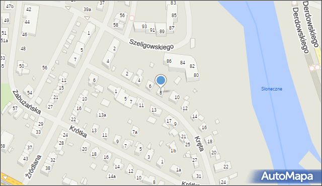 Szczecin, Kręta, 8, mapa Szczecina