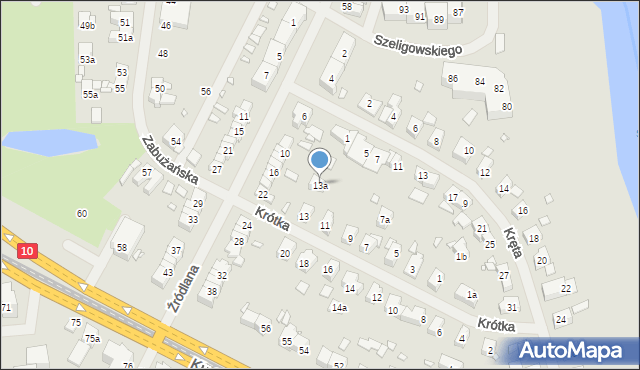 Szczecin, Krótka, 13a, mapa Szczecina