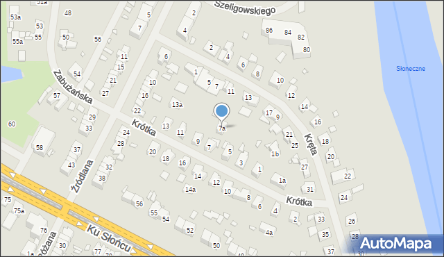 Szczecin, Krótka, 7a, mapa Szczecina