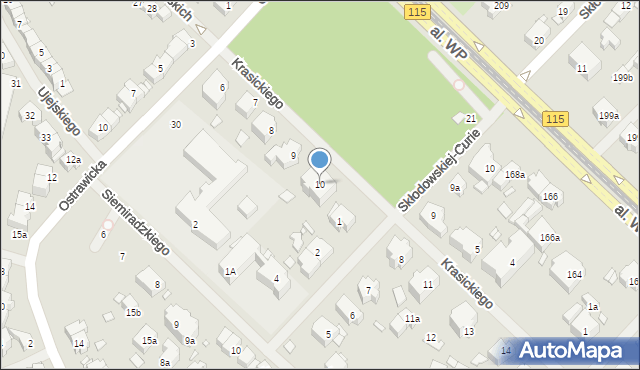 Szczecin, Krasickiego Ignacego, bp., 10, mapa Szczecina