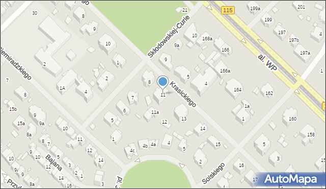 Szczecin, Krasickiego Ignacego, bp., 11, mapa Szczecina