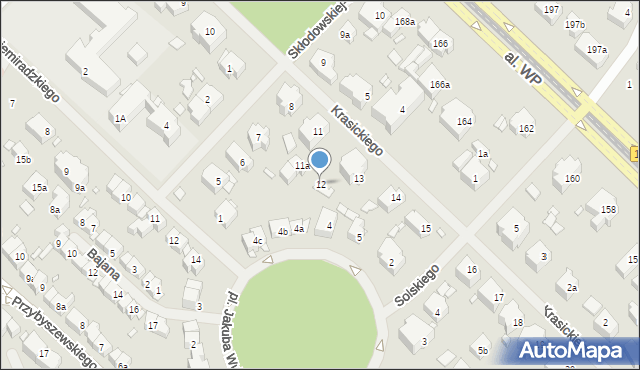 Szczecin, Krasickiego Ignacego, bp., 12, mapa Szczecina