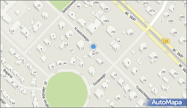 Szczecin, Krasickiego Ignacego, bp., 14, mapa Szczecina