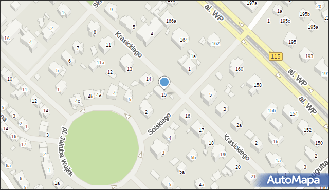 Szczecin, Krasickiego Ignacego, bp., 15, mapa Szczecina