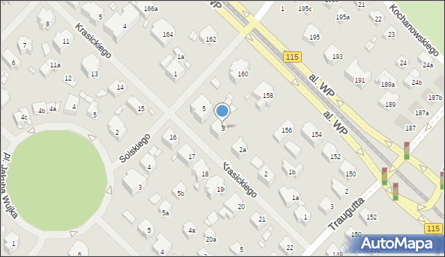 Szczecin, Krasickiego Ignacego, bp., 3, mapa Szczecina