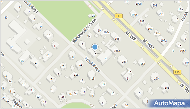 Szczecin, Krasickiego Ignacego, bp., 5, mapa Szczecina