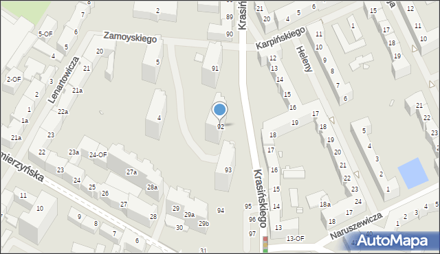 Szczecin, Krasińskiego Zygmunta, 92, mapa Szczecina