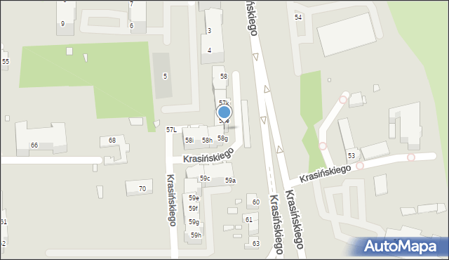 Szczecin, Krasińskiego Zygmunta, 58f, mapa Szczecina