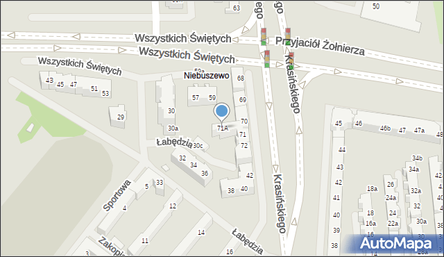 Szczecin, Krasińskiego Zygmunta, 71A, mapa Szczecina