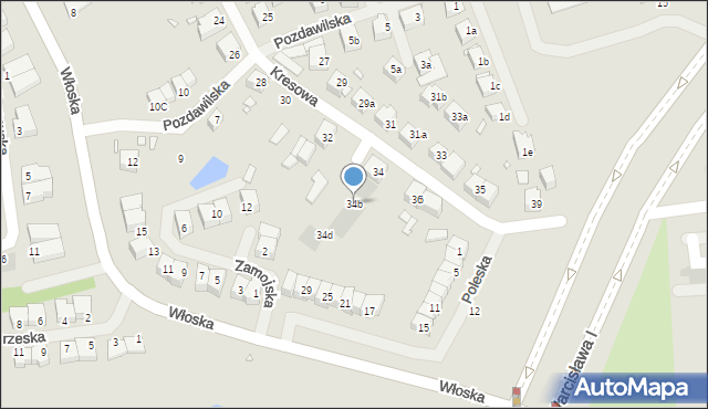 Szczecin, Kresowa, 34b, mapa Szczecina