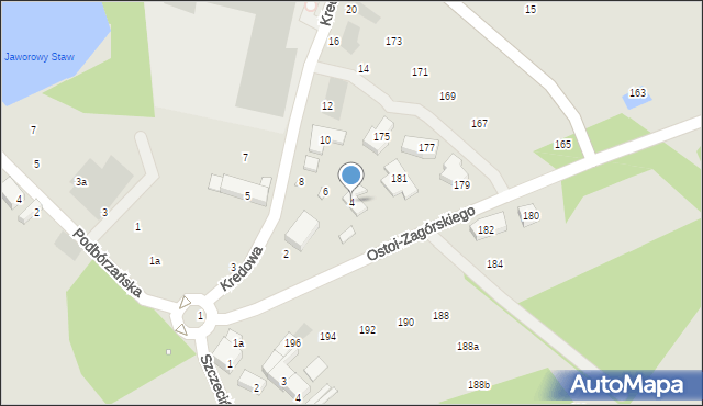 Szczecin, Kredowa, 4, mapa Szczecina