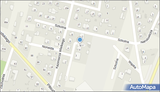 Szczerców, Krótka, 5, mapa Szczerców