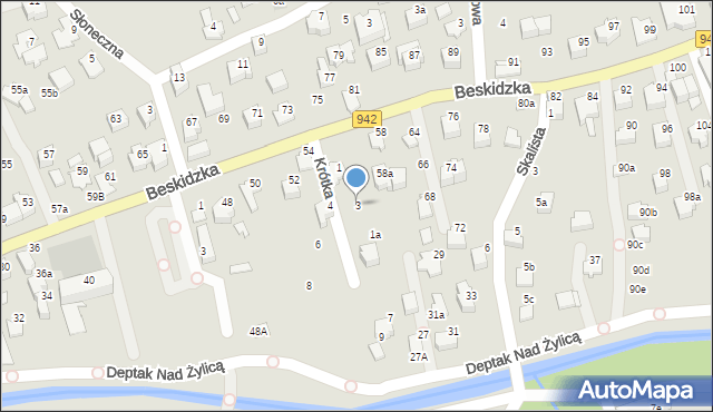 Szczyrk, Krótka, 3, mapa Szczyrk