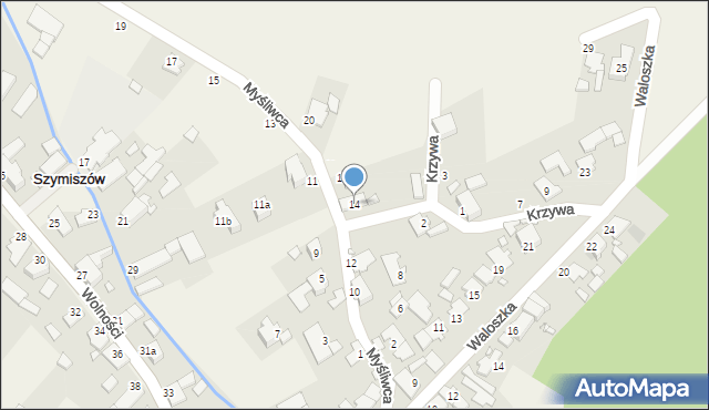 Szymiszów, Krzywa, 14, mapa Szymiszów