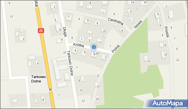 Tarkowo Dolne, Krótka, 4, mapa Tarkowo Dolne