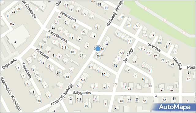 Tarnobrzeg, Królowej Jadwigi, 26, mapa Tarnobrzegu