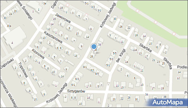 Tarnobrzeg, Królowej Jadwigi, 28, mapa Tarnobrzegu