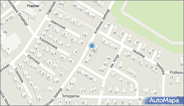 Tarnobrzeg, Królowej Jadwigi, 32, mapa Tarnobrzegu