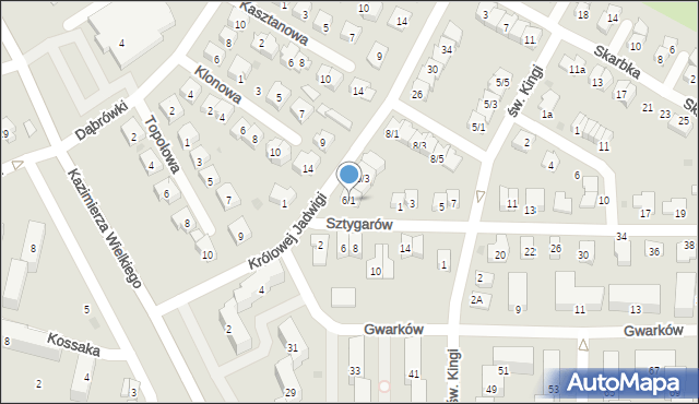 Tarnobrzeg, Królowej Jadwigi, 6/1, mapa Tarnobrzegu