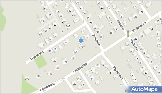Tarnów, Krakowska, 173, mapa Tarnów