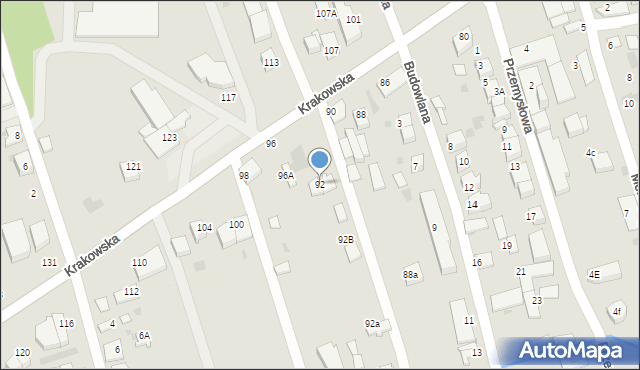 Tarnów, Krakowska, 92, mapa Tarnów