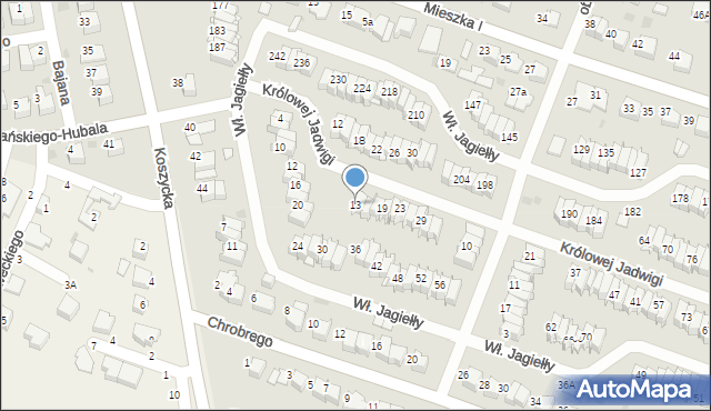 Tarnów, Królowej Jadwigi, 13, mapa Tarnów