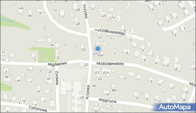 Tarnów, Krzyska, 107A, mapa Tarnów