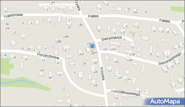 Tarnów, Krzyska, 132, mapa Tarnów