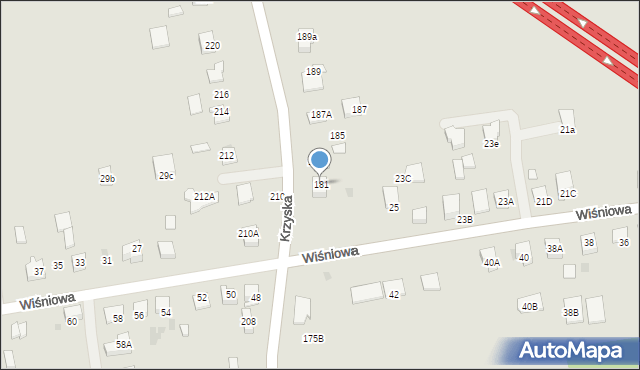 Tarnów, Krzyska, 181, mapa Tarnów