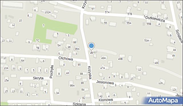 Tarnów, Krzyska, 49, mapa Tarnów