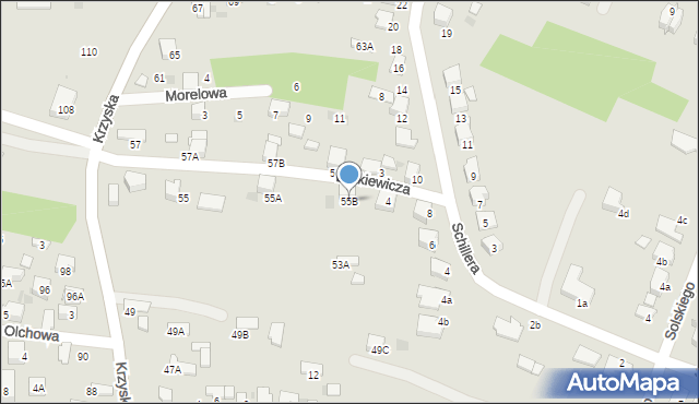 Tarnów, Krzyska, 55B, mapa Tarnów