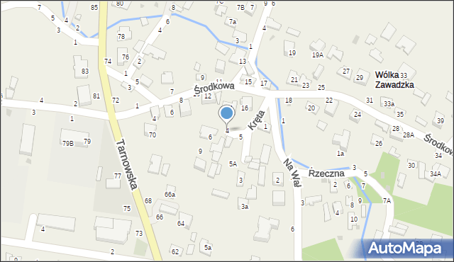 Tarnowiec, Kręta, 4, mapa Tarnowiec