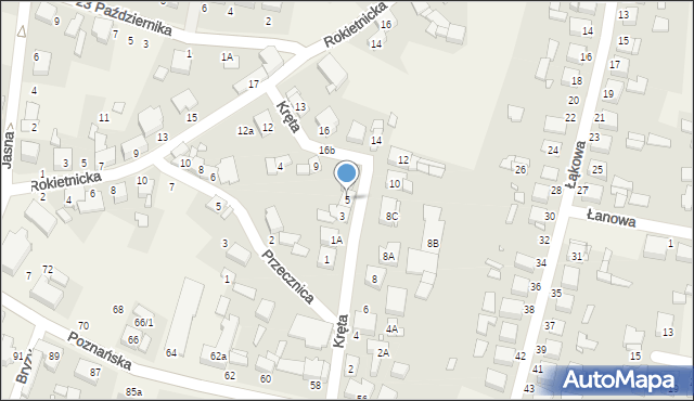 Tarnowo Podgórne, Kręta, 5, mapa Tarnowo Podgórne