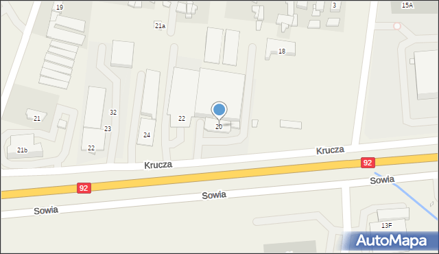 Tarnowo Podgórne, Krucza, 20, mapa Tarnowo Podgórne