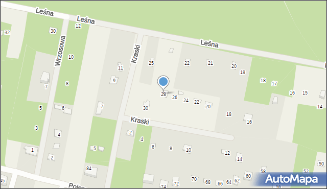 Tartak Brzózki, Kraski, 28, mapa Tartak Brzózki