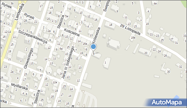 Tomaszów Lubelski, Królewska, 3, mapa Tomaszów Lubelski