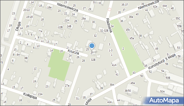 Tomaszów Mazowiecki, Krucza, 27, mapa Tomaszów Mazowiecki