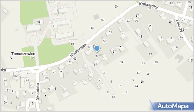 Tomaszowice, Krakowska, 61, mapa Tomaszowice